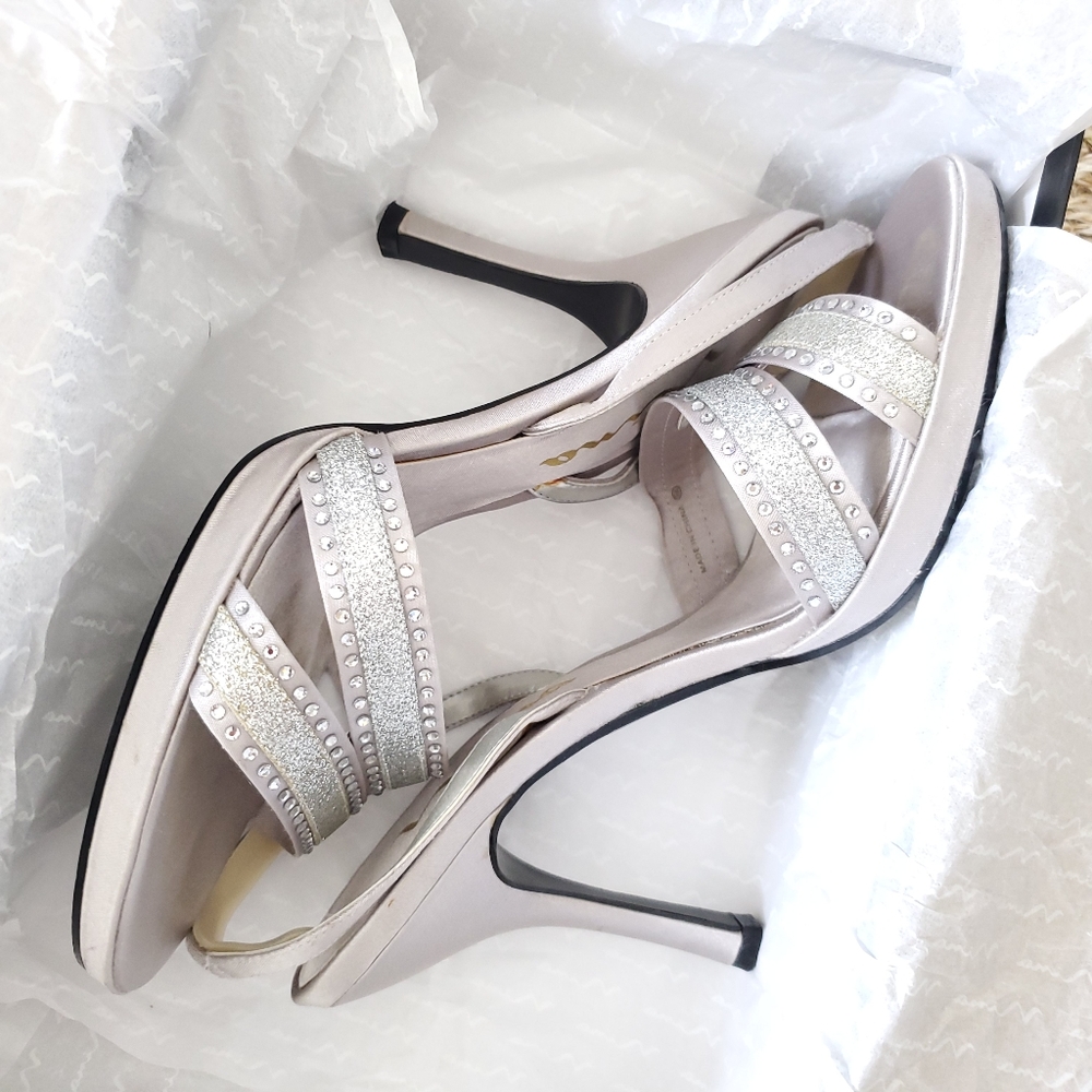 Nina Silver Rhinestone Strappy High Heel Sandals